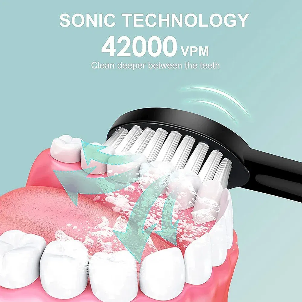 Color: Yellow - Toothink Electric Toothbrush Smart Timing Tooth Brush Rechargeable Teeth Clean Whitening Sonic Toothbrush With Replacement Head