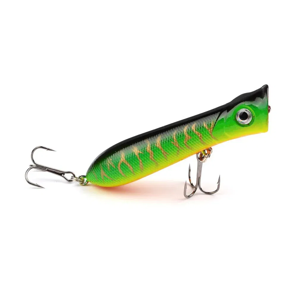 Color: WHITE - 80mm 12g 6# Hook Popper Hard Bait Wobbler Fishing Lure Artificial Floating Trailer Ocean Fishing Bionic Carp Tackle Sea Fishing