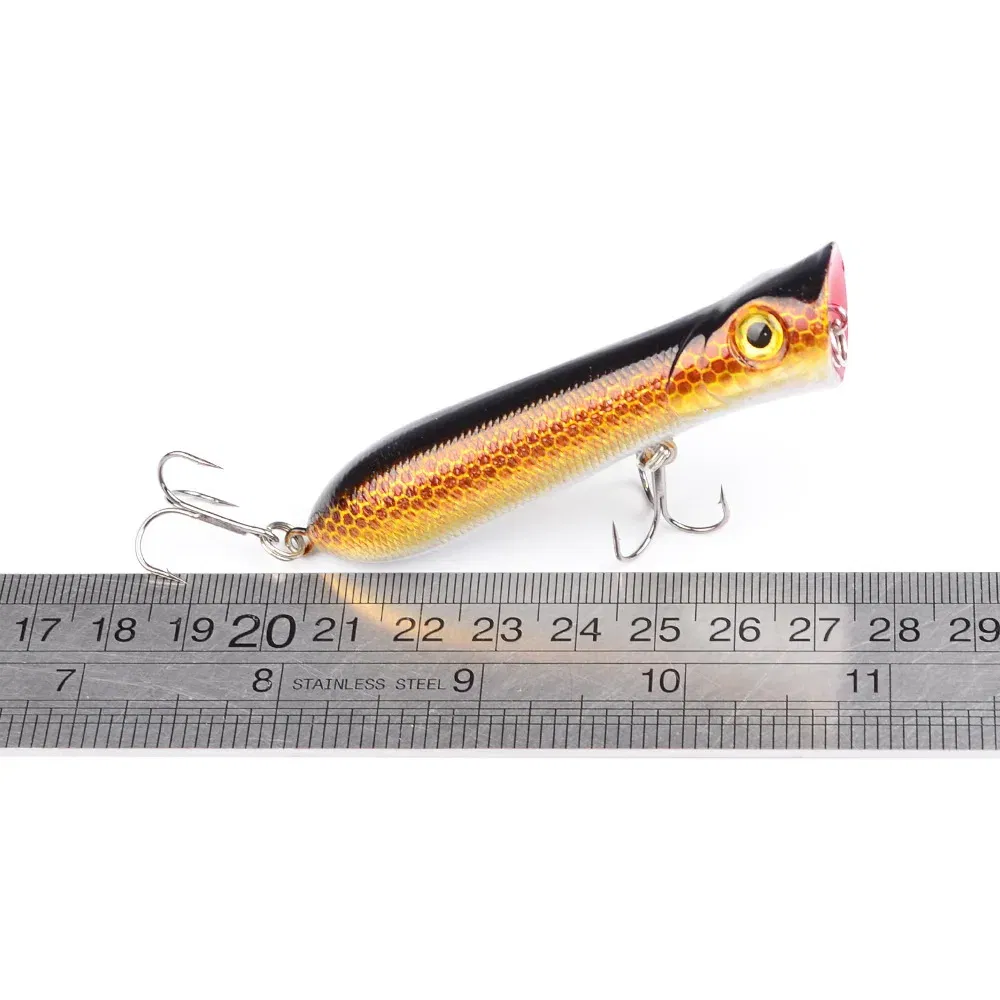 Color: WHITE - 80mm 12g 6# Hook Popper Hard Bait Wobbler Fishing Lure Artificial Floating Trailer Ocean Fishing Bionic Carp Tackle Sea Fishing