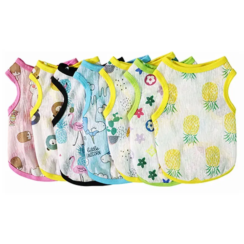 Color: Pink, Size: XS - Summer Dog Vest Ultra Thin Breathable Mesh Cloth Pet T-shirt for Small Dogs Cute Cartoon Print Puppy Cat Cheap Clothes Costumes