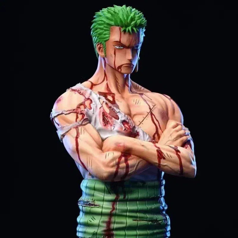 Color: green, Size: 12cm - One Piece Figures 3D2Y Bathed in Blood Zoro Condolence Luffy Sanji Anime Figures Pvc Collection Model Toys doll Kids Gift