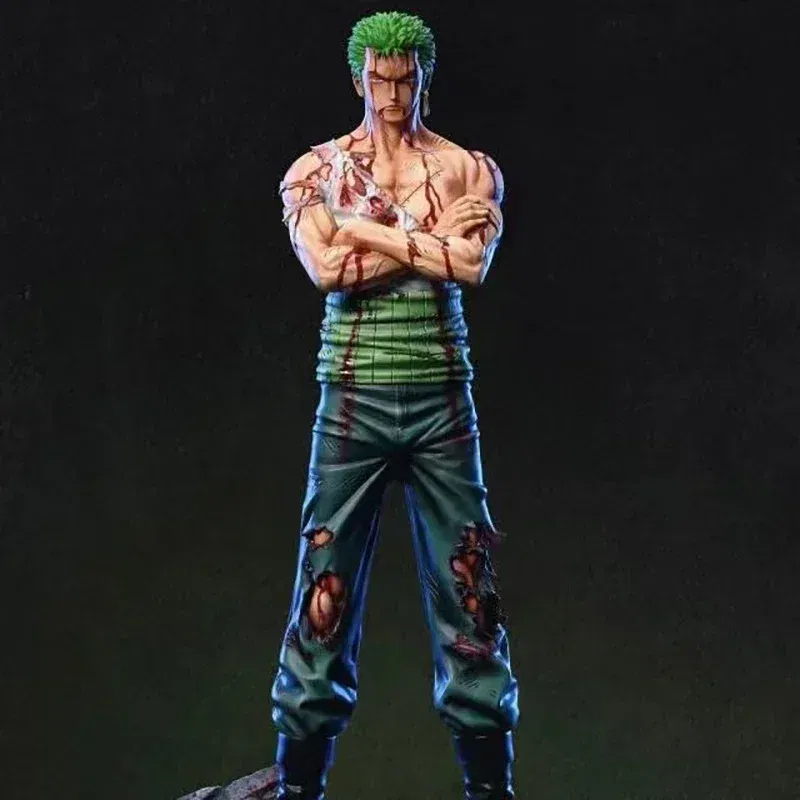 Color: green, Size: 12cm - One Piece Figures 3D2Y Bathed in Blood Zoro Condolence Luffy Sanji Anime Figures Pvc Collection Model Toys doll Kids Gift