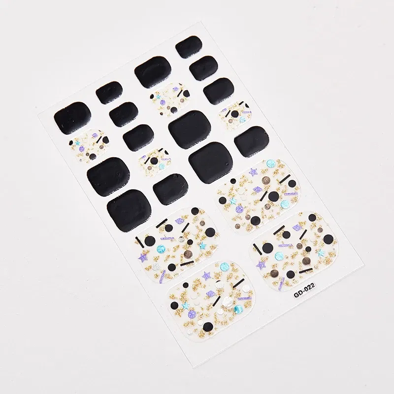 Color: light yellow - 22 Tips/Sheet Valentines Loveliness Full Cover Nail Stickers Fashion Nail Stickers Nail Sticker Set Designed Nail Tape Shiny