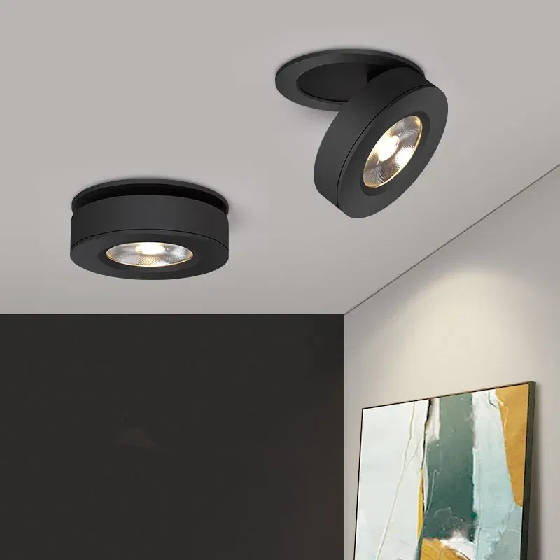 Body Color: Clear, Emitting Color: Warm White - 3 Colors Slim Ceiling Lamp Ceiling Light LED Foldable 360 Recessed Surface Mounted Spotlight for Hallway Gallery Display Living