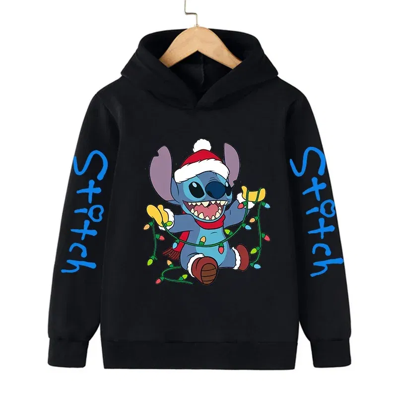 Color: Gold, Size: M - New in Cool Stitch Hoodie Children Cartoon Clothes Kid Girl Boy Lilo and Stitch Sweatshirt Manga Hoody Baby Casual Top