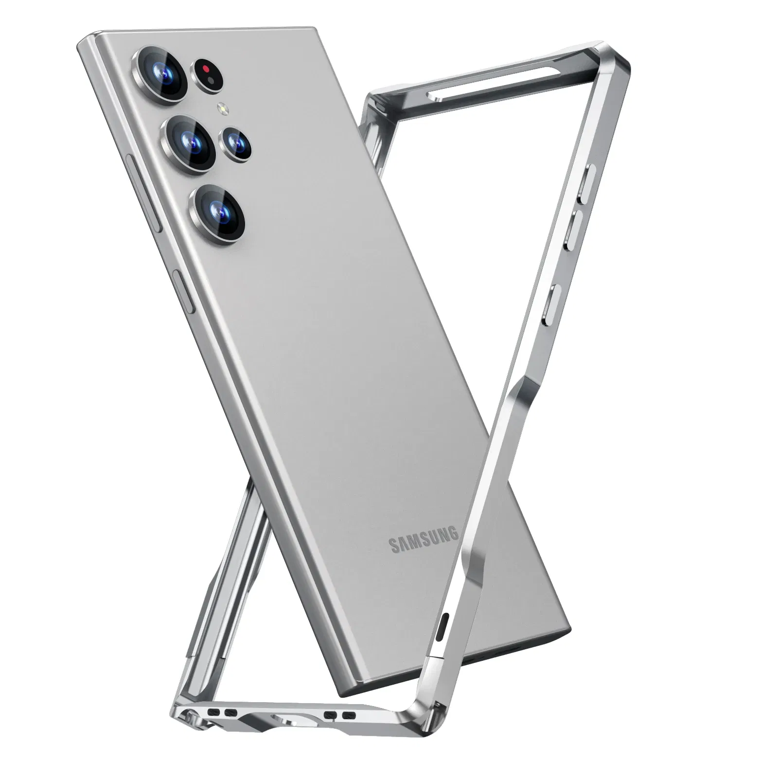 Color: black, Material: ABS - Luxury Original Metal Bumper Case For Samsung Galaxy S24 Ultra Alloy Frame S22 S23 Ultra Light Weight Aluminum Shockproof Cover