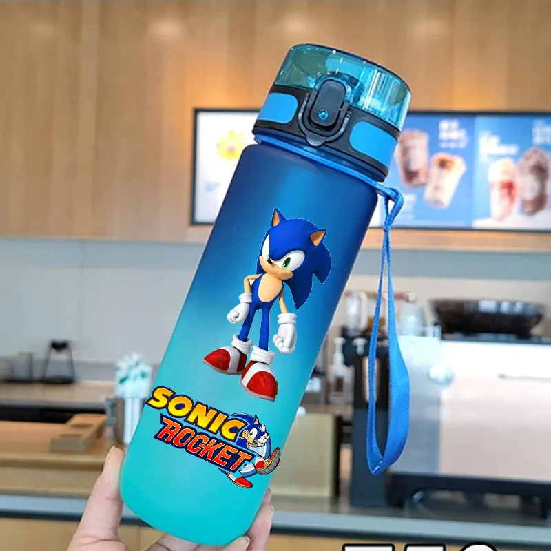 Color: Blue - new Sonic the Hedgehog Frosted Progressive Color Water Child Cup Outdoor Large Capacity Sport Flip Cover Drinking Birthday gift