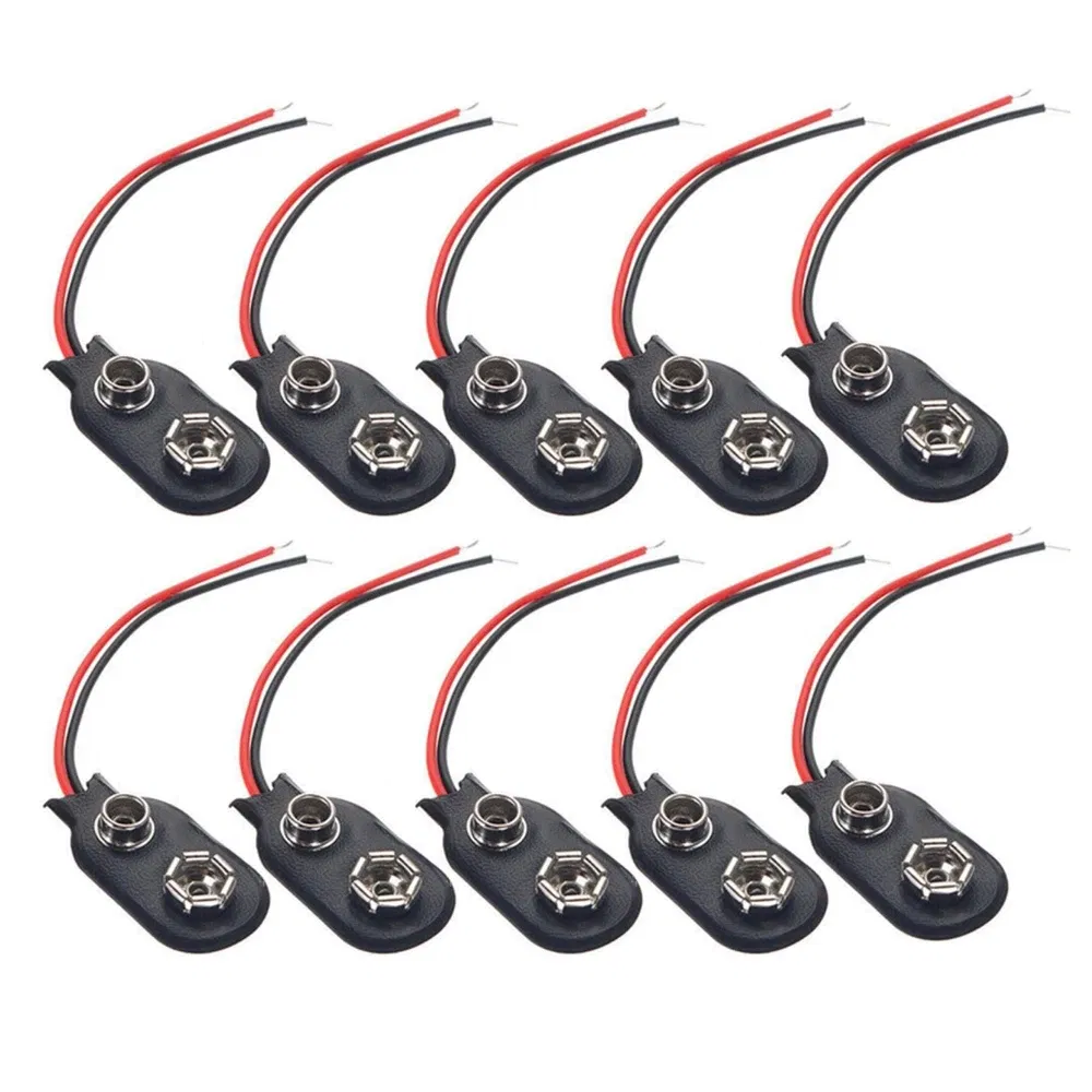 Package Quantity: 30-49Pcs - 10PCS 9V Battery Snap Connector Clip Lead Wires Holder 10cm Black Red Cable
