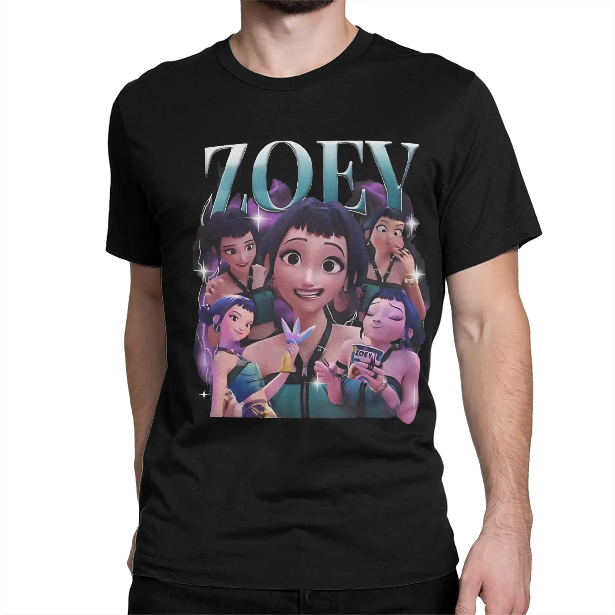 Color: Navy Blue, Size: XXXL - Men Women T-Shirts Kpop Demon Hunters Zoey Huntrix Amazing Cotton Tees Short Sleeve  T Shirt O Neck Clothes Printing