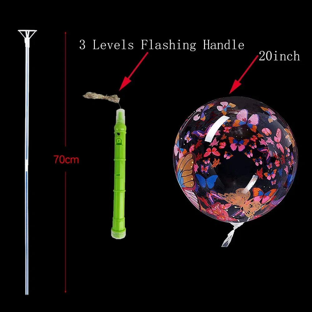 Color: Camouflage, Ballon Size: 10inch, Shape: K - 1/5/10/20/30pcs LED Light Up BoBo Balloons Colorful 3 Levels Flashing Handle 20 Inches Bubble Balloon 70cm Stick