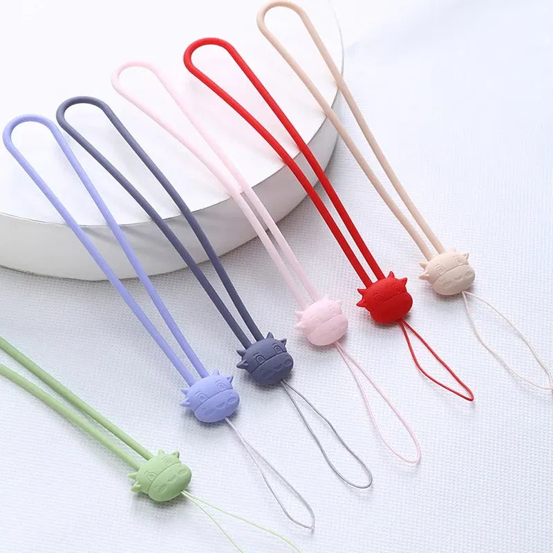 Color: Other - Cartoon cow silicone lanyard liquid short wrist lanyard creative warm hand treasure U disk sling silicone mobile phone lanyard