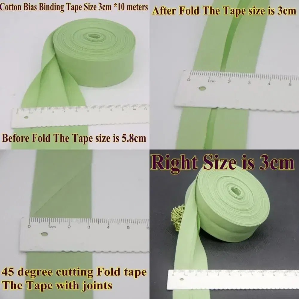 Color: Light Blue, Size: L - Cotton Bias Binding Tape Size 3cm *10meter  Solid Color DIY Handmade Sewing Material Bias Tape