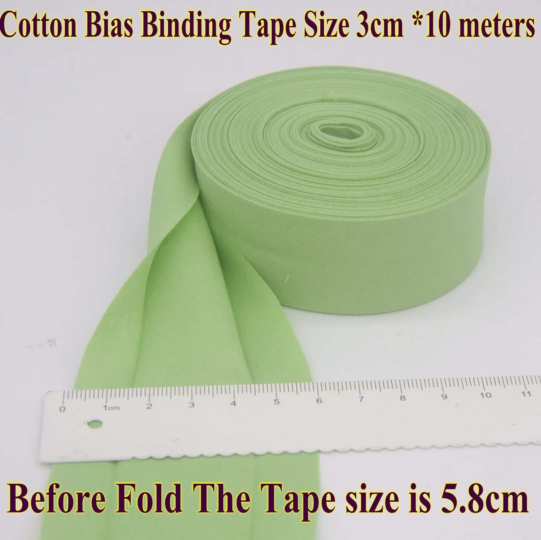 Color: Light Blue, Size: L - Cotton Bias Binding Tape Size 3cm *10meter  Solid Color DIY Handmade Sewing Material Bias Tape