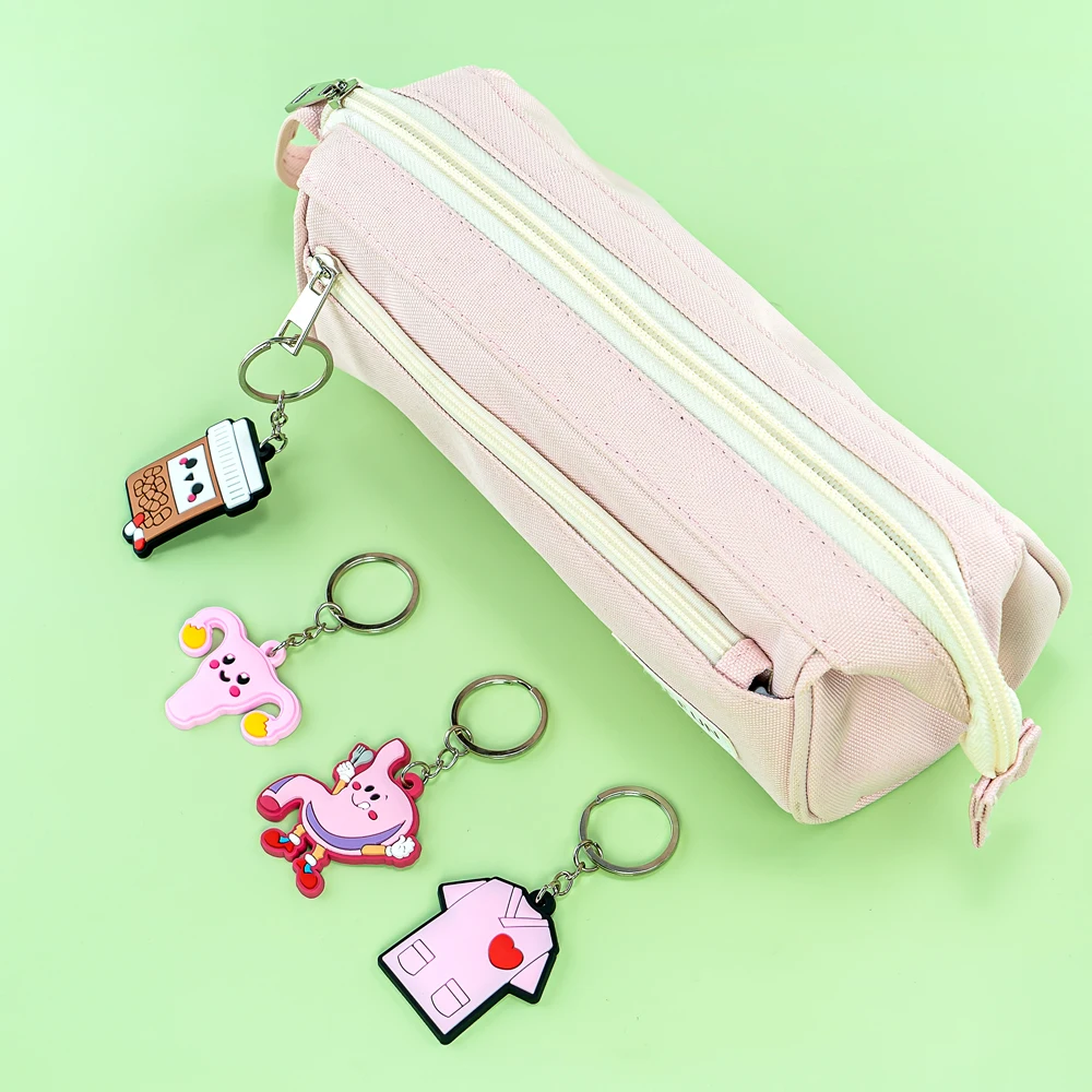 Color: SKY BLUE - 1PCS PVC Rubber Hot Keychain for nurses New Design Medicine Style Heart & Brain Car Key Pendant Cute Bag Ornament Gift