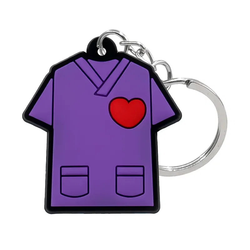 Color: SKY BLUE - 1PCS PVC Rubber Hot Keychain for nurses New Design Medicine Style Heart & Brain Car Key Pendant Cute Bag Ornament Gift