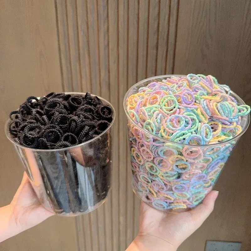 Color: Red - [50Pcs/lot] Baby Rubber Band Does Not Hurt The Hair Small Thumb Ring High Elastic Thread Toddler Seamless Scrunchies Set