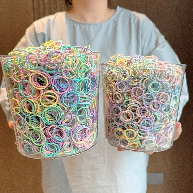 Color: Red - [50Pcs/lot] Baby Rubber Band Does Not Hurt The Hair Small Thumb Ring High Elastic Thread Toddler Seamless Scrunchies Set