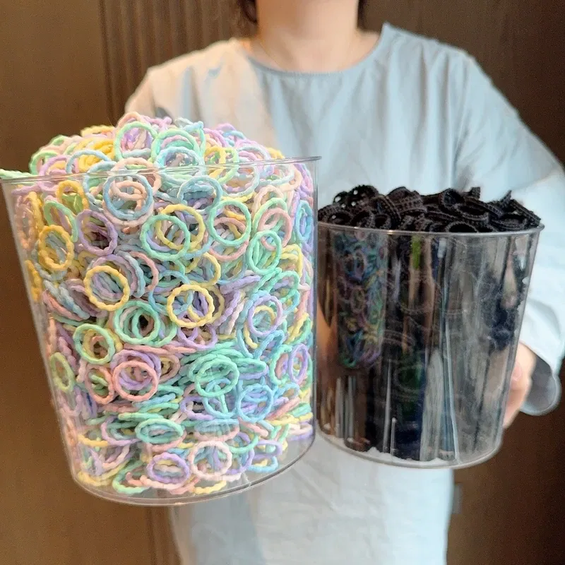 Color: Red - [50Pcs/lot] Baby Rubber Band Does Not Hurt The Hair Small Thumb Ring High Elastic Thread Toddler Seamless Scrunchies Set