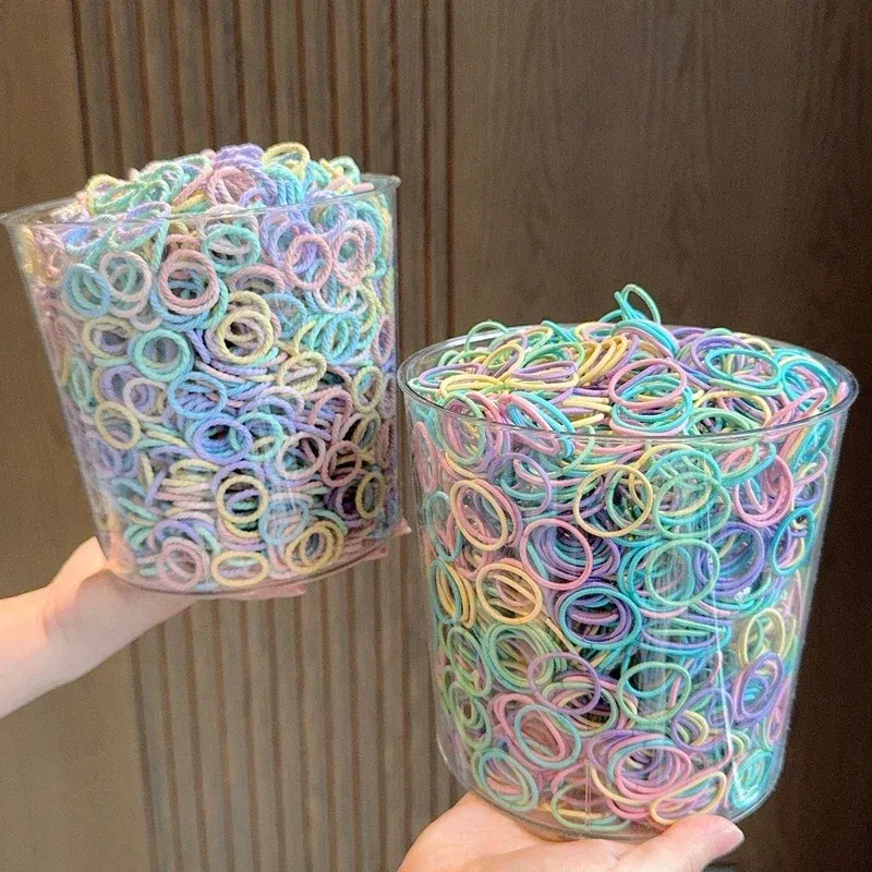Color: Red - [50Pcs/lot] Baby Rubber Band Does Not Hurt The Hair Small Thumb Ring High Elastic Thread Toddler Seamless Scrunchies Set