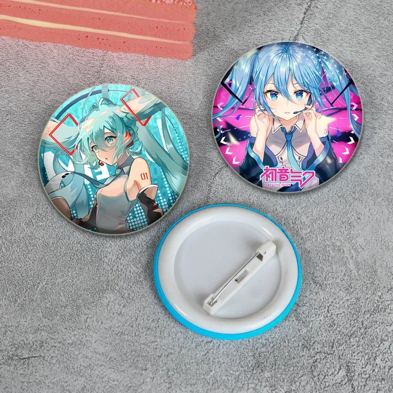 Color: Pure White, Size: M - 58/44/32mm Miku Anime Round Pins Cartoon Badges Cosplay Handmade Tinplate Brooch on Backpack Clothes Chest Ornament Gifts
