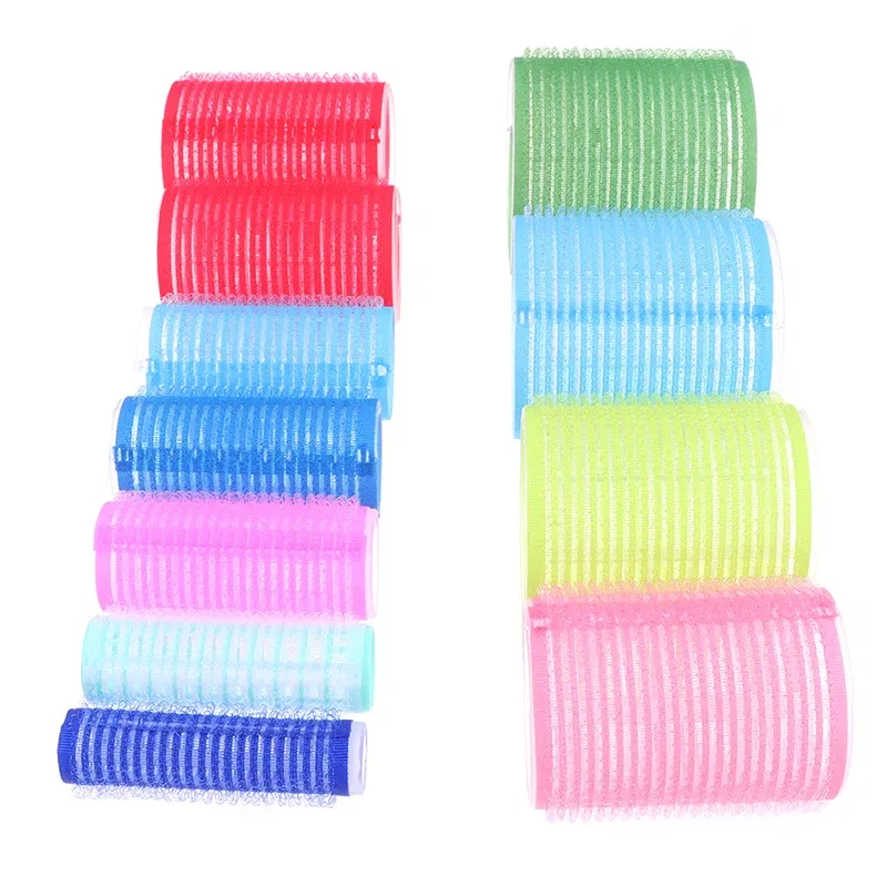 Color: GRAY - 6 Pcs Hairdressing Home Use DIY Magic Large Self-Adhesive Hair Rollers Styling Roller Roll Hair Curler Beauty Tool 10 Size