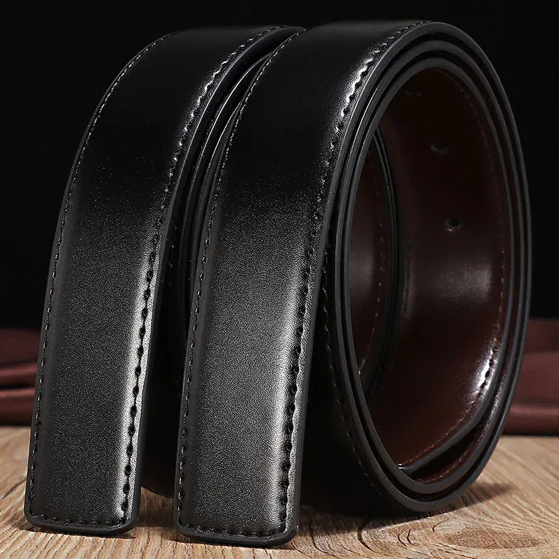 Color: green, Belt Length: 115CM, Ships From: CHINA - 2.8cm 3.0cm 3.3cm 3.5cm 3.8cm Wide Double-sided Cow Reversible Leather With Holes No Buckle Belt Without Buckle High Quality