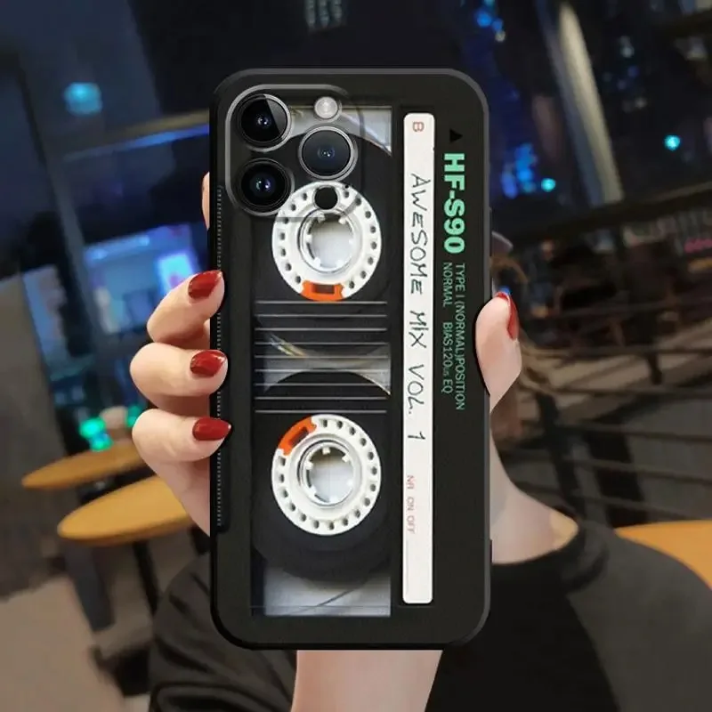 Color: SKY BLUE, Material: PVC - Phone Case For Apple iPhone 11 12 13 14 15 16 Pro 7 XR X XS Max 8 Plus SE 2022 Phone Cover Shell Magnetic Radio Tape Cassette