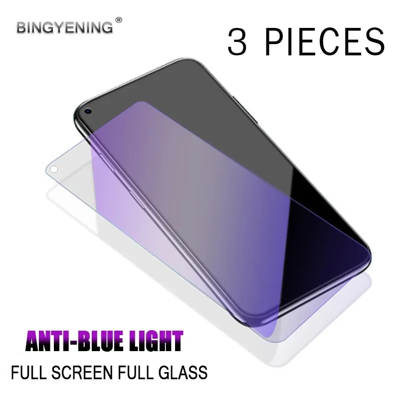 Color: black, Material: Anti Blue Light, Bundle: Bundle1 - 3pcs Anti Blue Purple Light Tempered Glass For Huawei Mate 20 Lite/Mate 40 Lite/View 30/Y9A/Nova 8 SE  Screen Protector Glass
