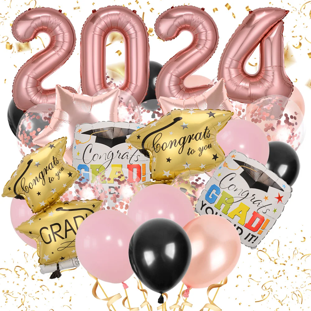 Color: Silver, Ballon Size: Other - 50pcs 2024 Graduation Aluminum Film Balloon Combination Graduation Party, Ceremony Balloon Set Graduation Celebration Balloon