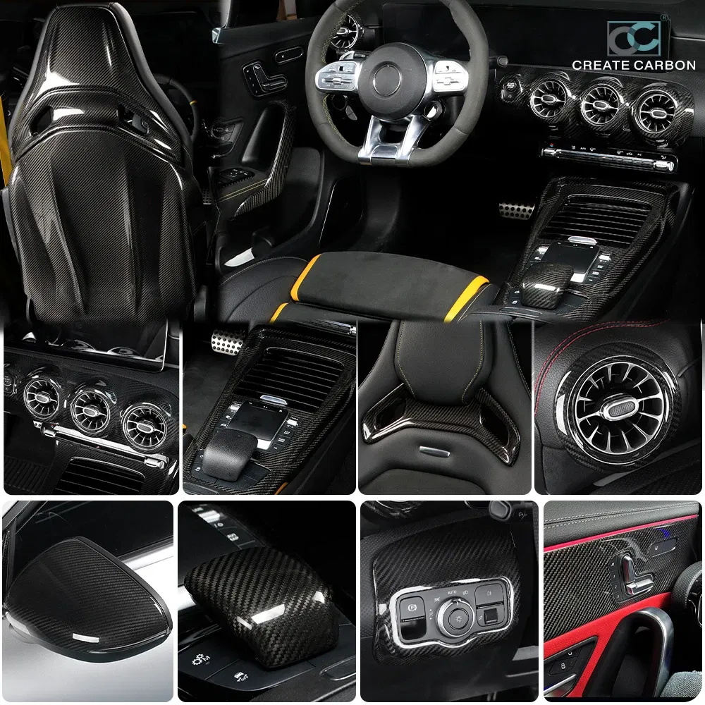 Color Name: ROSE RED - Carbon Fiber Car Stickers For Mercedes Benz Accessories AMG/A Class/CLA 35 Center Console Gear Air Conditioning Outlet Cover
