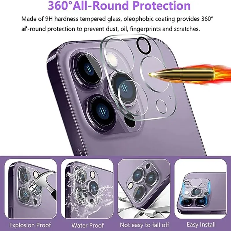 Color: Black, Bundle: Bundle4 - 4PCS Full Cover Camera Lens Protector Glass for IPhone 11 12 13 14 15 Pro Max Mini for IPhone Xs Max XR X 14Plus Tempered Glass
