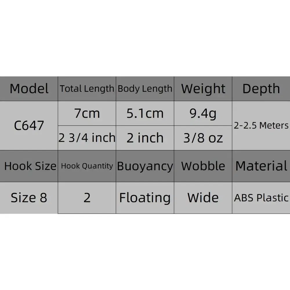 Color: Flash Silver - wLure Fishing Lure Wobbler 9.4g 7cm Loud Rattling Weight Transfer to Make Longer Casting 2 #6 Treble Hooks ABS Construction C647