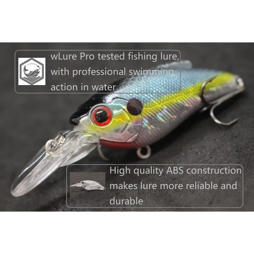 Color: Flash Silver - wLure Fishing Lure Wobbler 9.4g 7cm Loud Rattling Weight Transfer to Make Longer Casting 2 #6 Treble Hooks ABS Construction C647