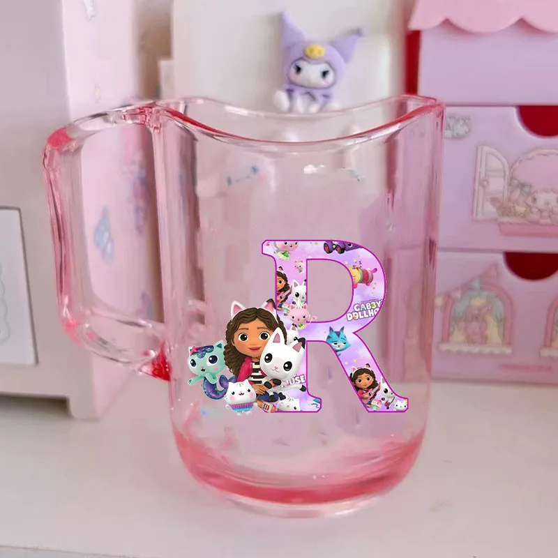 Color: Blue, Size: Other - Gabby Dollhouse Letter A-Z Print Water Cup ABS Tooth Brushing Cups Anime Kawaii Cat Kids Toothglass Cups Kids Birthday Gift