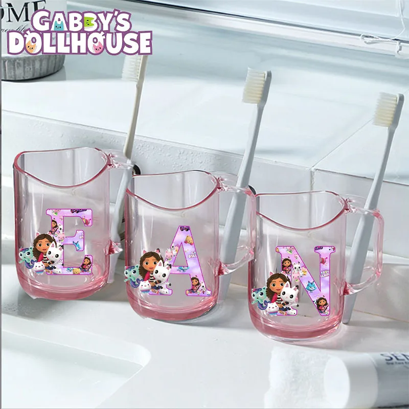 Color: Blue, Size: Other - Gabby Dollhouse Letter A-Z Print Water Cup ABS Tooth Brushing Cups Anime Kawaii Cat Kids Toothglass Cups Kids Birthday Gift