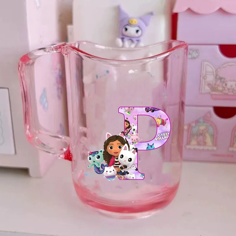 Color: Blue, Size: Other - Gabby Dollhouse Letter A-Z Print Water Cup ABS Tooth Brushing Cups Anime Kawaii Cat Kids Toothglass Cups Kids Birthday Gift