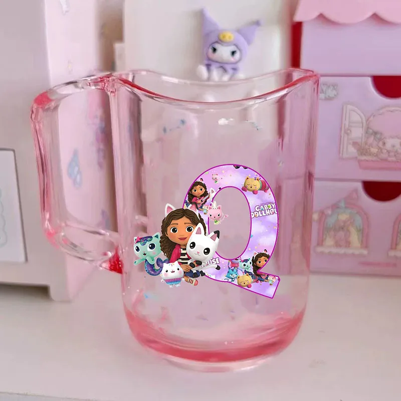 Color: Blue, Size: Other - Gabby Dollhouse Letter A-Z Print Water Cup ABS Tooth Brushing Cups Anime Kawaii Cat Kids Toothglass Cups Kids Birthday Gift