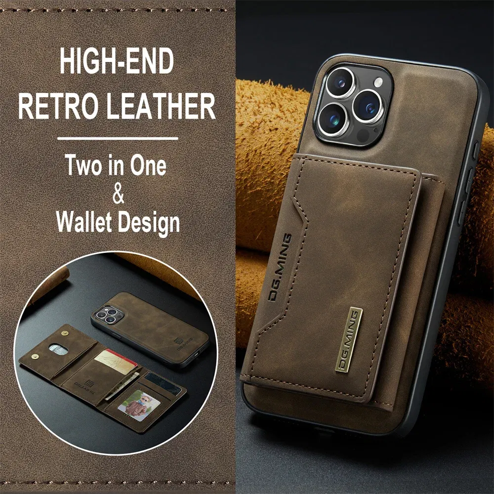 Color: Beige, Material: Neoprene - 2 In 1 Case For iPhone 16 15 14 13 12 11 Pro Max Plus XS Max XR 8 Plus SE 2022 Wallet Magnetic Leather Card Holder Pocket Cover