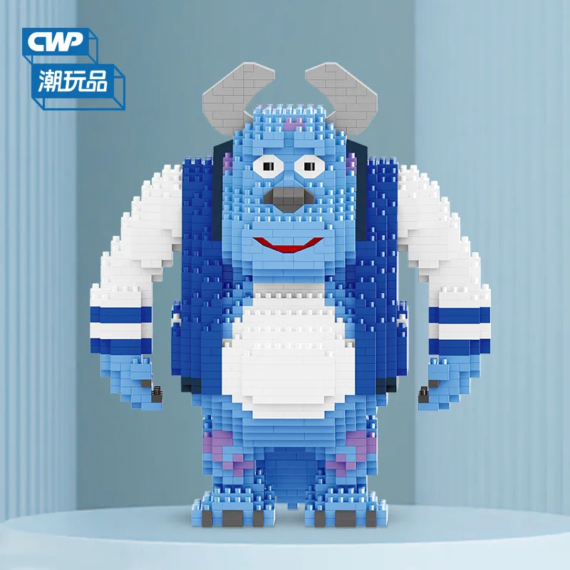 Color: Wood, Size: M - Monster University Micro Building Blocks James Mike Model Anime Diamond Mini Brick Figure Toy For Christmas Gift
