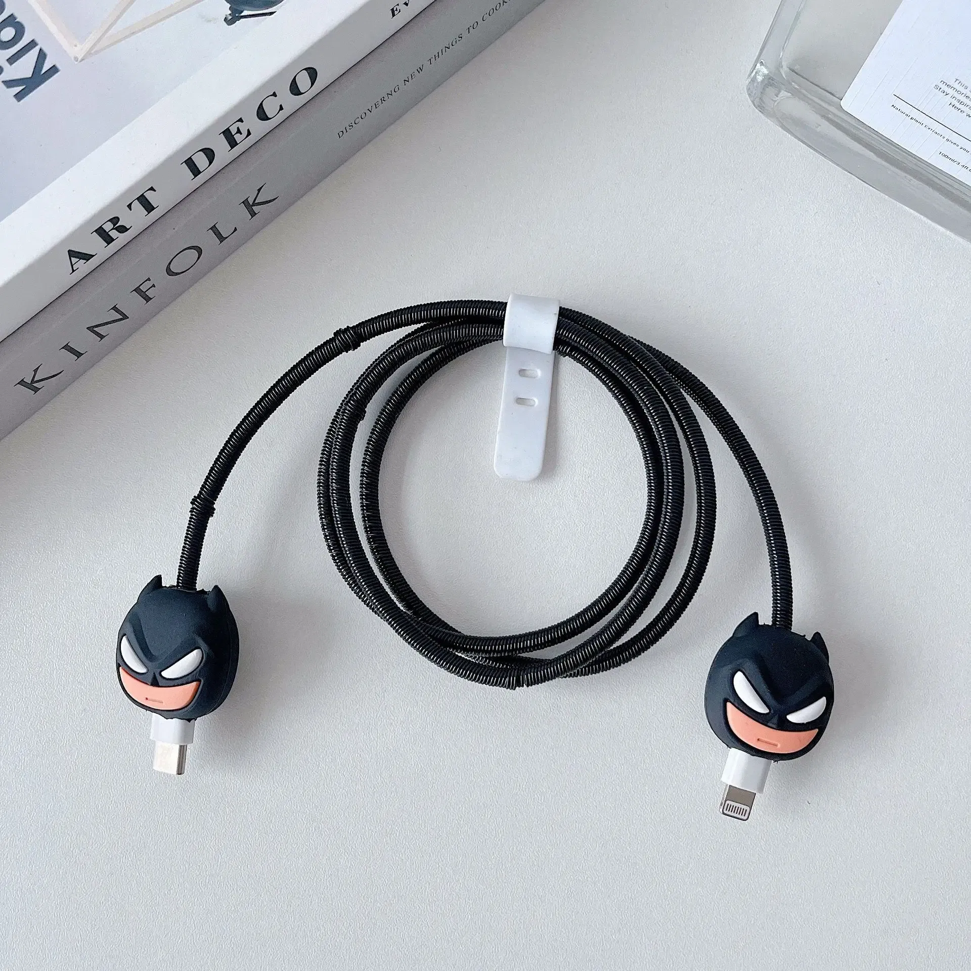 Color: Red - 4pcs/set New Cute Cartoon Bite Data Cable Protection Case for Apple Huawei Charging Cable Universal Fall Protection Case