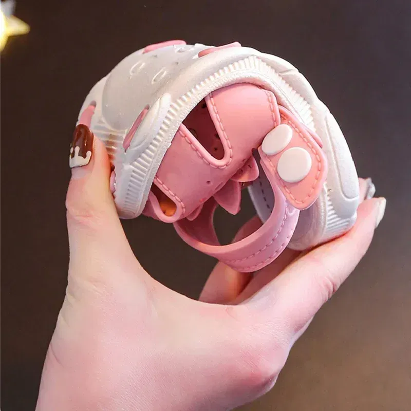 Color: black, Shoe Size: 4 - Solid Bow Children's Summer Shoes Cute PVC Beach Non Slip Sandals For Baby Girls Footwear Soft Infant Kids Fashion Sandals