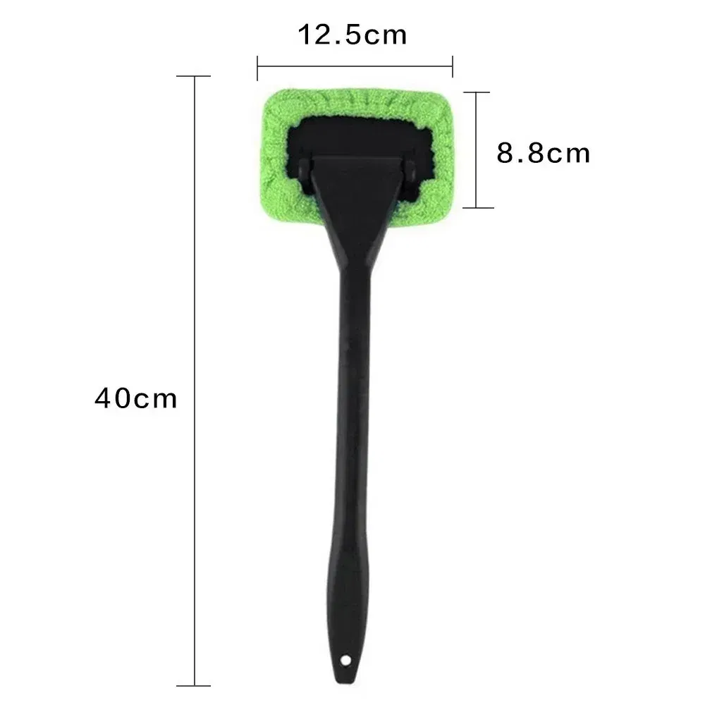 Color: green - Car Windshield Cleaning Brush Kit Car Window Wiper Home Glass Defogging Dust Towel With Long Handle Cleaner Brush Washing Tool