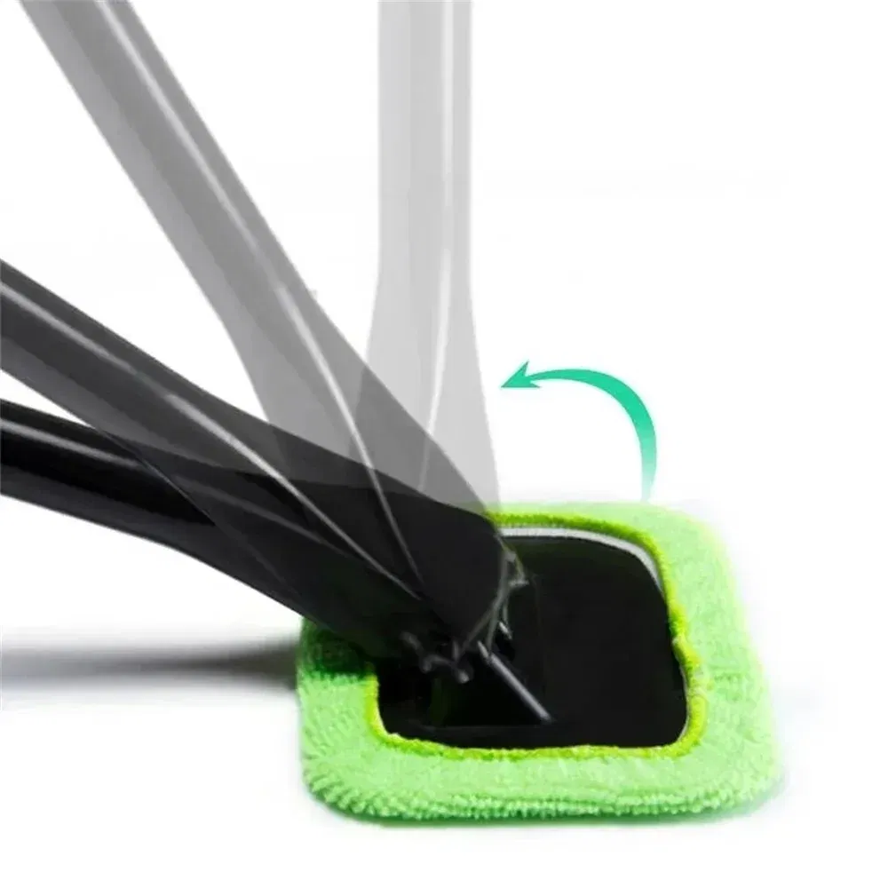 Color: green - Car Windshield Cleaning Brush Kit Car Window Wiper Home Glass Defogging Dust Towel With Long Handle Cleaner Brush Washing Tool