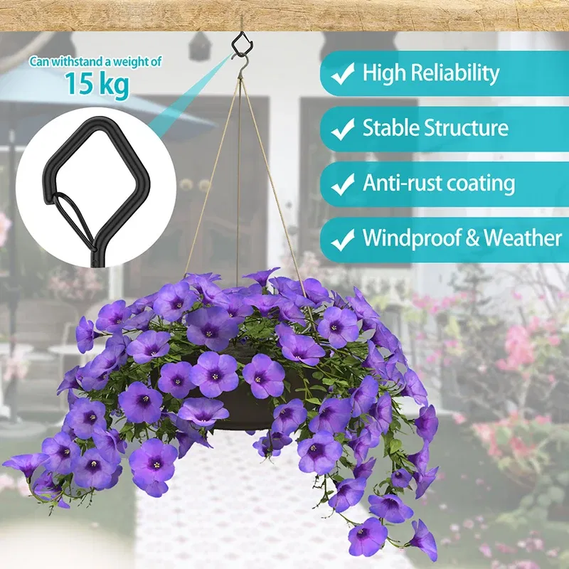 Color: Light Grey - 12/20PCS Q-Hanger Screw Black Hooks Ceiling Hooks with Safety Buckle for Plant and Christmas Outdoor String Lights Hooks