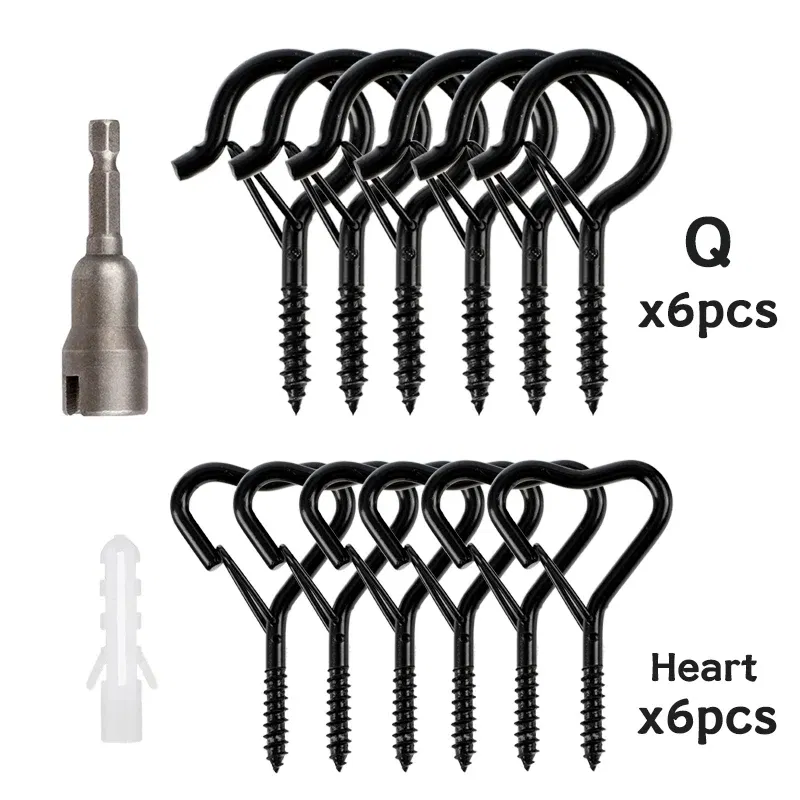 Color: Light Grey - 12/20PCS Q-Hanger Screw Black Hooks Ceiling Hooks with Safety Buckle for Plant and Christmas Outdoor String Lights Hooks