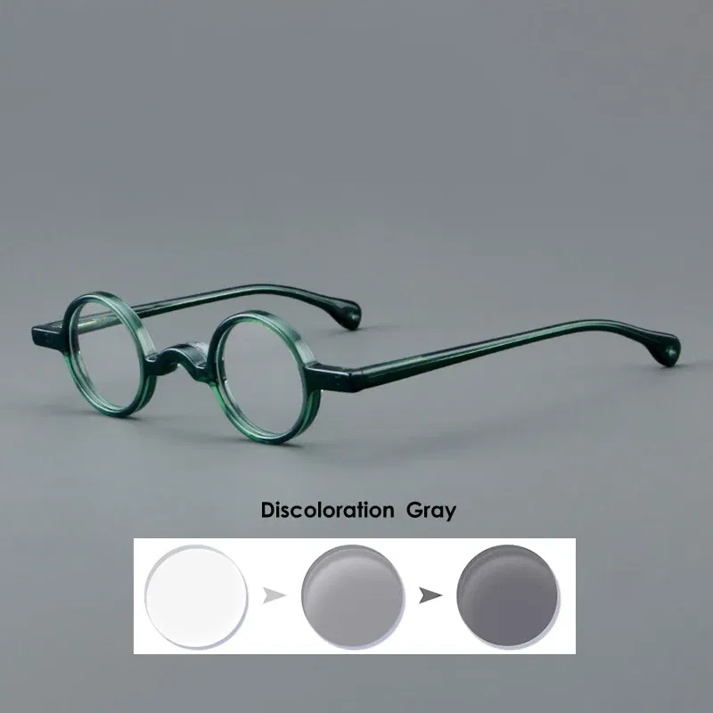 Frame Color: Pink, Eye Prescription: +350 - VCKA Photochromic Acetate Myopia Glasses Men Retro Small Round Frames Women Custom prescription Anti-Blue  Eyewear -0.5 TO -10