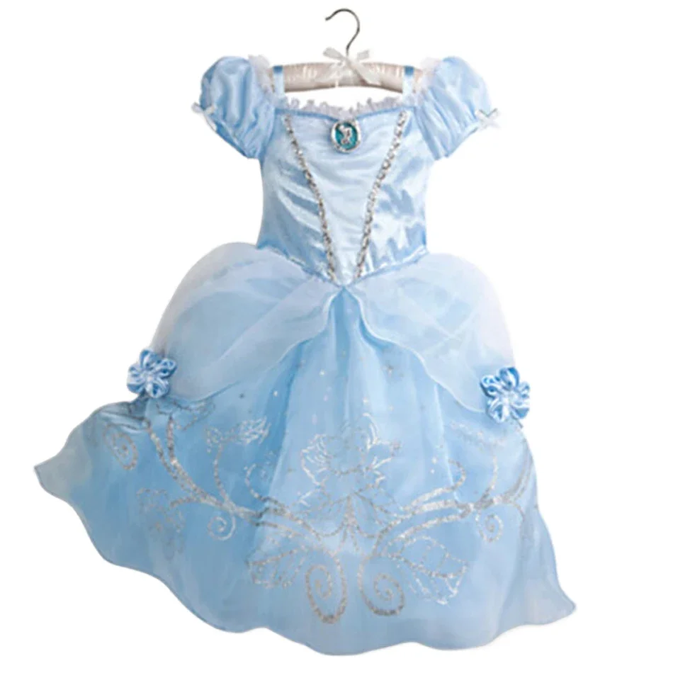 Kid Size: 11, Color: Silver - Belle Princess Dress for Girls Cosplay Beauty and The Beast Snow White Costumes Kids Halloween Carnival Birthday Clothes
