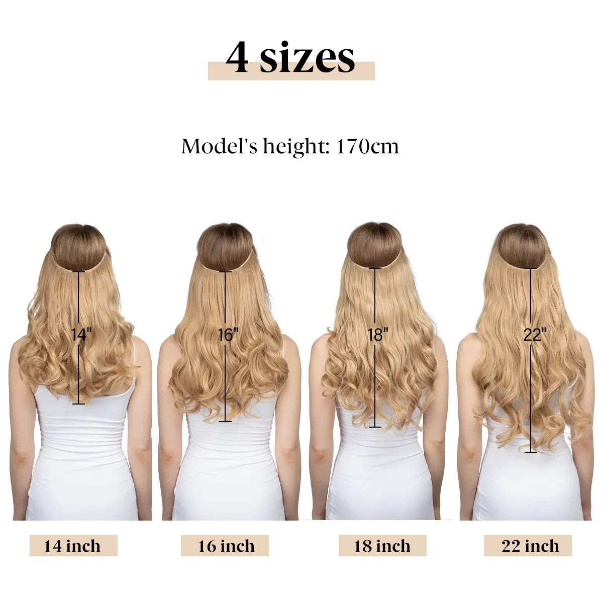 Color: T4/27/30, Stretched Length: 14inches - Synthetic No Clip Wave Hair Extensions Ombre Natural Black Blonde Pink One Piece False Hairpiece Fish Line Fake Hair Piece