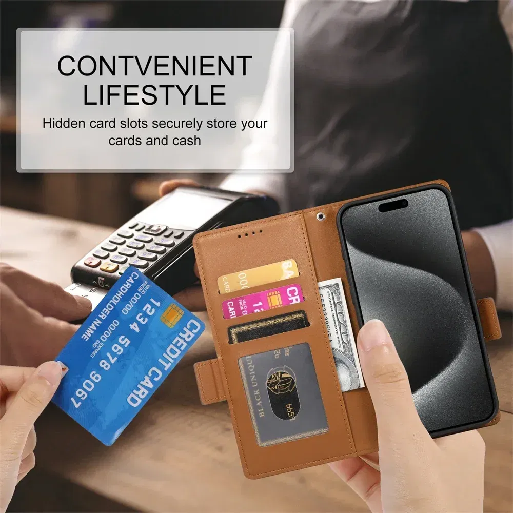Color: Red, Material: POLYESTER - PU Leather Flip Phone Case For iPhone 16 15 Pro Max 16E 14 13 1211 XS Max XR X 8 7 Plus SE KickStand Cards Solt Wallet Cover