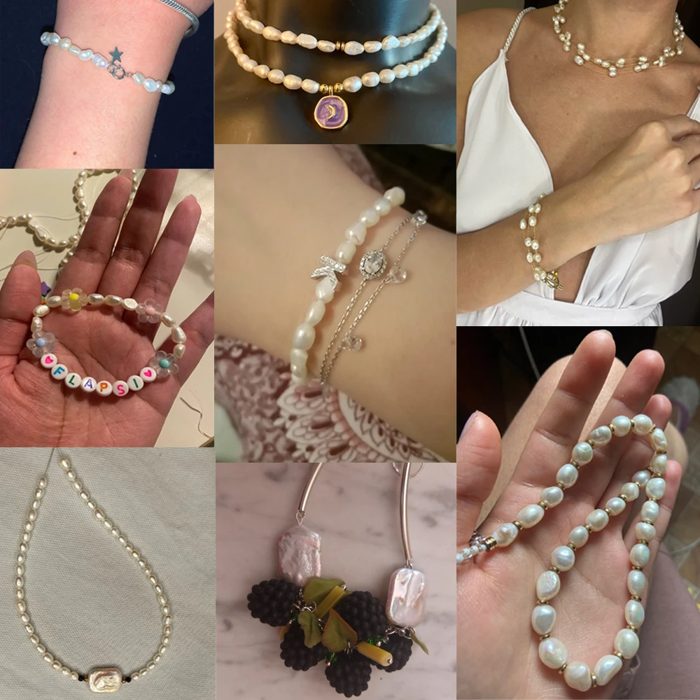 Color: WHITE, Item Diameter: 5mm - 100% Natural Freshwater Pearl Wholesale A/AA/AAA High Quality Rice Shape Beads For Jewelry Making DIY Bracelets Necklace